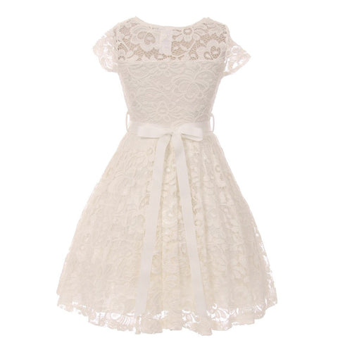 Little Girls Lace Glitter Stone Belt Special Occasion Skater Dress 2-6 - SophiasStyle.com